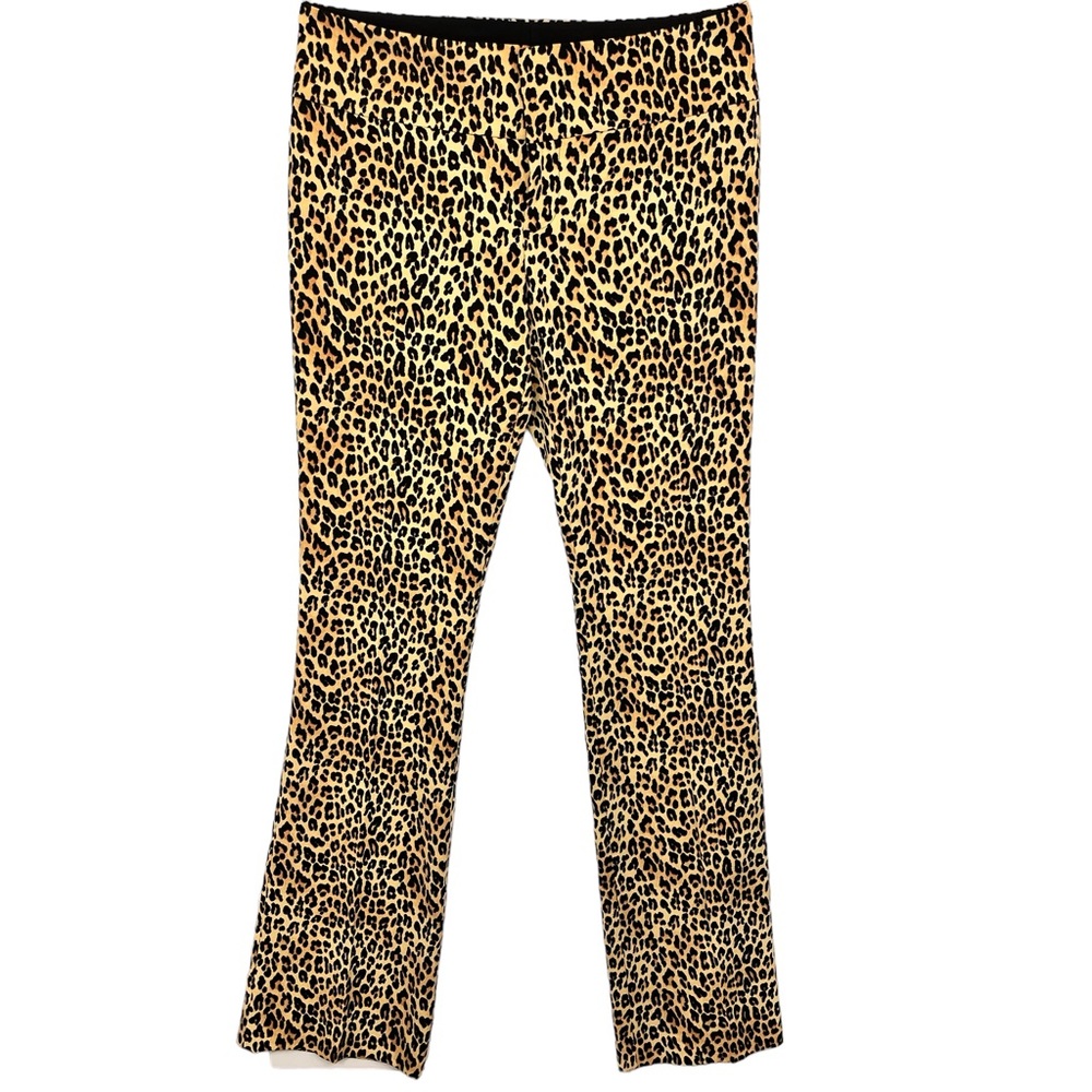Alice + Olivia Spotted Leopard Dark Tan Print Low Rise Flare Trousers Size 6